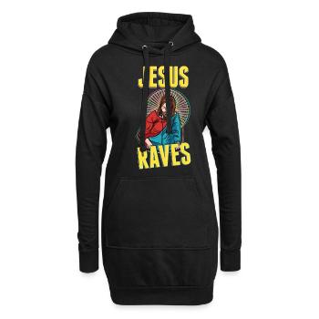 Jésus s’extasie EDM Techno Rave parti de fer - Sweat-shirt à capuche long Femme - noir - Devant