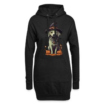 Sorcières de minuit Chien mignon Halloween Pet - Sweat-shirt à capuche long Femme - noir - Devant