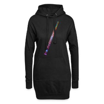 Flûte traversière - Sweat-shirt à capuche long Femme - noir - Devant