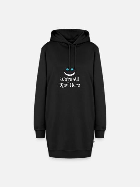 Grinsekatze - We're all mad here! - Hoodie-Kleid - Schwarz