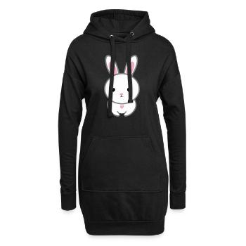 Lapin mignon - Sweat-shirt à capuche long Femme - noir - Devant