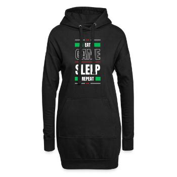 EAT GAME SLEEP REPEAT - Hoodie-Kleid - Schwarz - Vorne