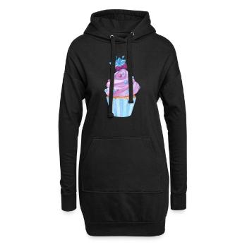 Cupcake Süßigkeiten - Hoodie-Kleid - Schwarz - Vorne