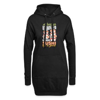 Mukbang et Sushi - Sweat-shirt à capuche long Femme - noir - Devant