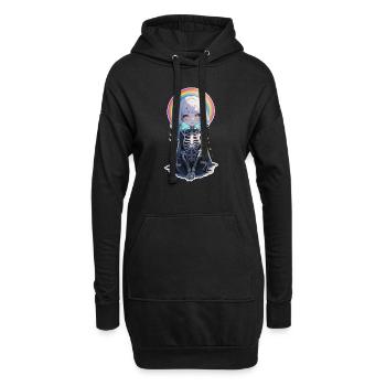 Halloween - Rock & Regenbogen - Hoodie-Kleid - Schwarz - Vorne