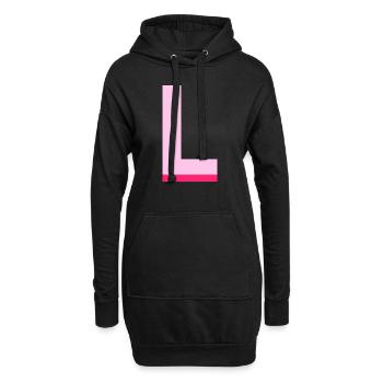 Pop und moderner rosa Buchstabe l - Hoodie-Kleid - Schwarz - Vorne
