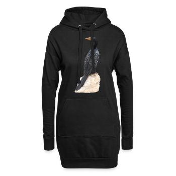 Cormoran des roseaux - Cormoran - Oiseaux - Ornithologie - Sweat-shirt à capuche long Femme - noir - Devant