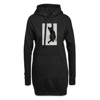 Katze schwarz - Hoodie-Kleid - Schwarz - Vorne