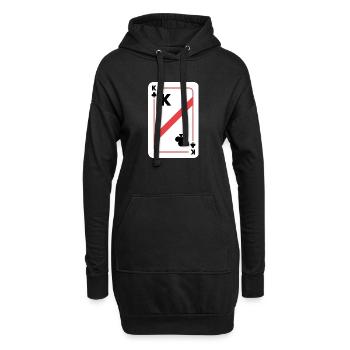 Cross King Carte à jouer Carte de poker - Sweat-shirt à capuche long Femme - noir - Devant