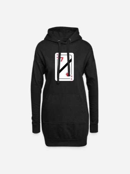 Karo Sieben Spielkarte Pokerkarte - Hoodie-Kleid - Schwarz