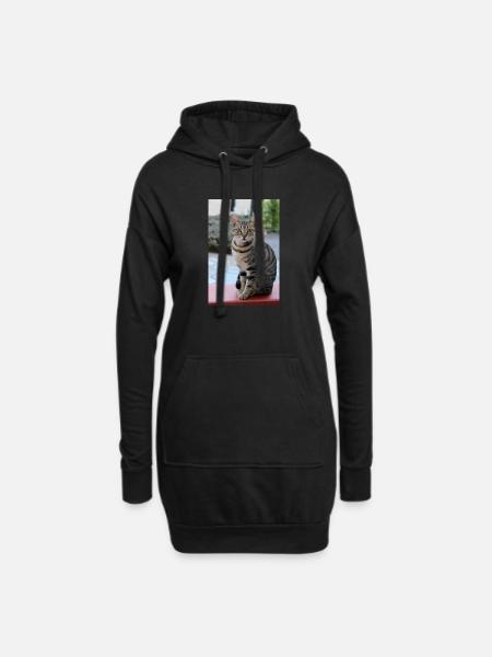 niedliche Katze Geschenk für Katzenliebhaber - Hoodie-Kleid - Schwarz