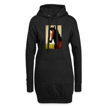 Peinture à l’huile de tête de cheval - Sweat-shirt à capuche long Femme - noir - Devant