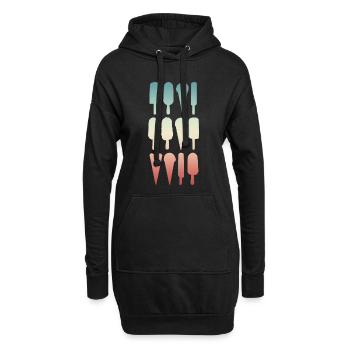 Cornet de crème glacée et crème glacée à l’eau - Sweat-shirt à capuche long Femme - noir - Devant