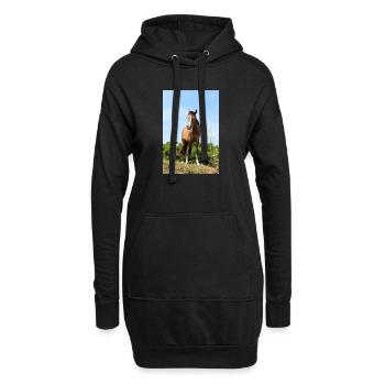 Pferd Pferdeposter - Hoodie-Kleid - Schwarz - Vorne