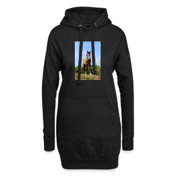 Pferd Pferdeposter - Hoodie-Kleid - Schwarz - Vorne