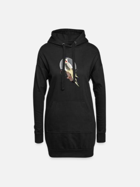 Nymphensittich Kakadu Illustration - Hoodie-Kleid - Schwarz