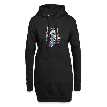Le chat écoute de la musique - Sweat-shirt à capuche long Femme - noir - Devant