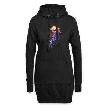 Aquarelle de méduse - Sweat-shirt à capuche long Femme - noir - Devant