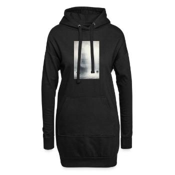 Mystische Schiffe im Nebel: Maritime Traumlandschaftskunst - Hoodie-Kleid - Schwarz - Vorne
