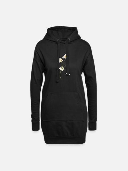 Elegant White Orchid Flower - Hoodie Dress - black