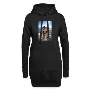 ours en parachute aventure - Sweat-shirt à capuche long Femme - noir - Devant