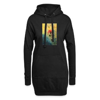 Abstrakte Blumenszene - Hoodie-Kleid - Schwarz - Vorne