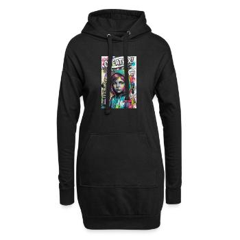 Farbexplosion Graffiti Heldin - Hoodie-Kleid - Schwarz - Vorne