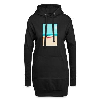 Boot am Strand – Sommer Sonne Meer - Hoodie-Kleid - Schwarz - Vorne