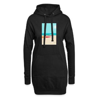 Boot am Strand – Sommerliches Urlaubs Poster - Hoodie-Kleid - Schwarz - Vorne