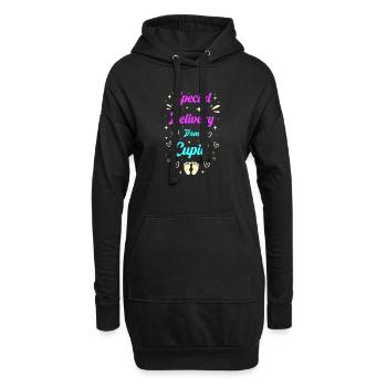 Révélation du sexe des futurs parents pour la Saint-Valentin - Sweat-shirt à capuche long Femme - noir - Devant
