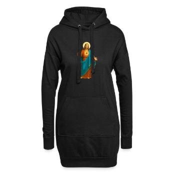 HerzJesu Ikonischer Druck - Hoodie-Kleid - Schwarz - Vorne