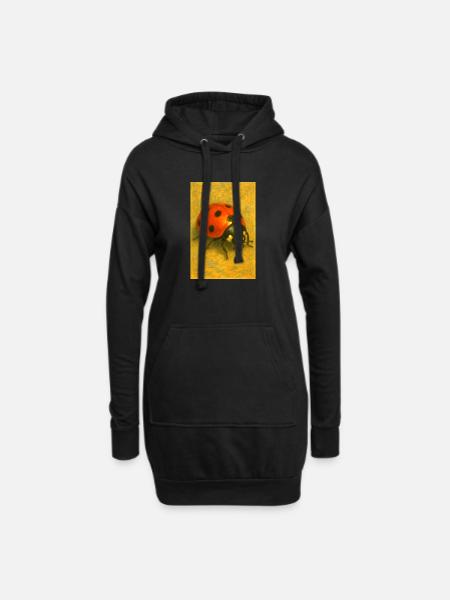 Red Ladybug Art Print - Hoodie Dress - black
