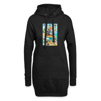 Dino Unicorn Pizza Beach - Hoodie Dress - black - Front