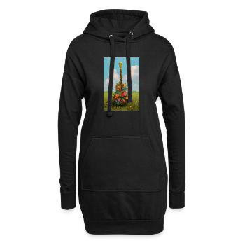 Blumengitarre in Meadow - Hoodie-Kleid - Schwarz - Vorne