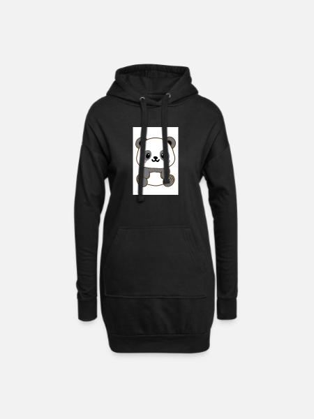 Kawaii Panda - Hoodie-Kleid - Schwarz