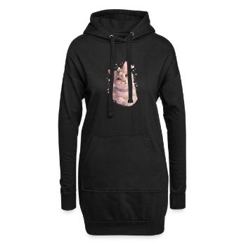 Chaton fleuri - Sweat-shirt à capuche long Femme - noir - Devant