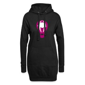 Ballon Heißluftballon Wolke pink Streifen Himmel - Hoodie-Kleid - Schwarz - Vorne