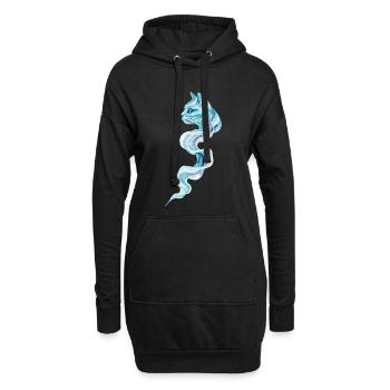 Liquid Flow Wave Cat Abstrakte Kunst Minimalismus - Hoodie-Kleid - Schwarz - Vorne