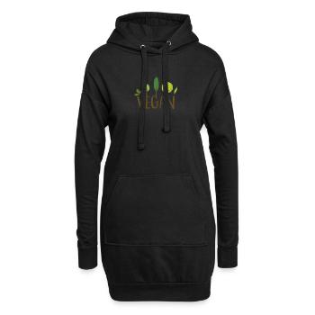 Veganer Shirt - Hoodie-Kleid - Schwarz - Vorne