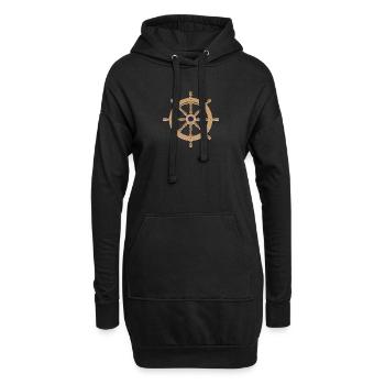 barre bateau - Sweat-shirt à capuche long Femme - noir - Devant