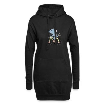Maus auf einem Fahrrad - Hoodie-Kleid - Schwarz - Vorne