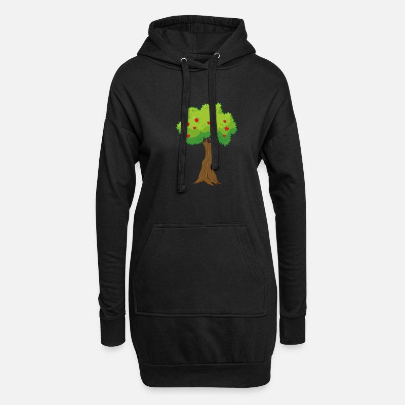Apfelbaum - Hoodie-Kleid - Schwarz