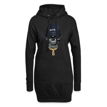 Cooler Totenkopf Hip Hop Style Schriftzug Dresden - Hoodie-Kleid - Schwarz - Vorne