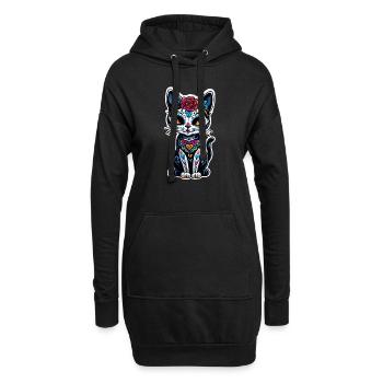 Katze Mexiko - Dia de los Muertos - Hoodie-Kleid - Schwarz - Vorne