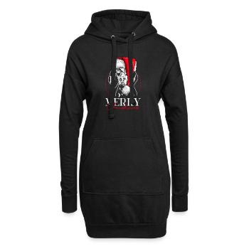 Père Noël noir et feu Coonhound joyeux chien de Noël - Sweat-shirt à capuche long Femme - noir - Devant