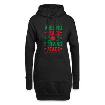 Vœux de paix au service de la paix Santa Poli - Sweat-shirt à capuche long Femme - noir - Devant