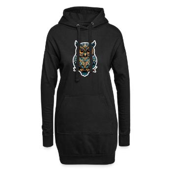 Hibou Néo Traditionnel - Sweat-shirt à capuche long Femme - noir - Devant