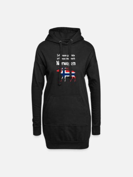 Ich muss gar nix ich muss nur nach Norwegen - Hoodie-Kleid - Schwarz