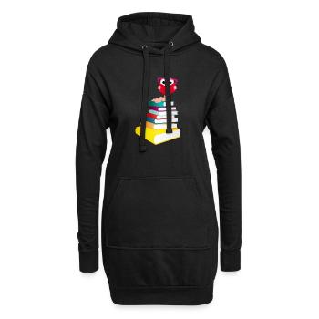 Rat de bibliothèque assoiffé de connaissances en lisant un livre - Sweat-shirt à capuche long Femme - noir - Devant