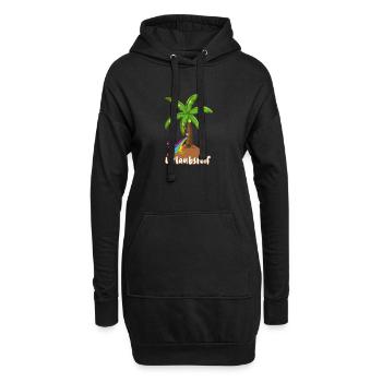 urlaubsreif,urlaub,ferien,palme,insel - Hoodie-Kleid - Schwarz - Vorne